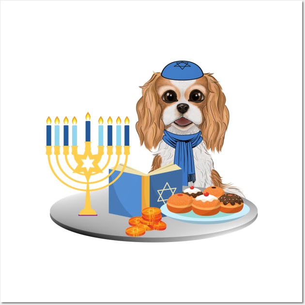 Hanukkah Blenheim Cavalier King Charles Spaniel Wall Art by Cavalier Gifts